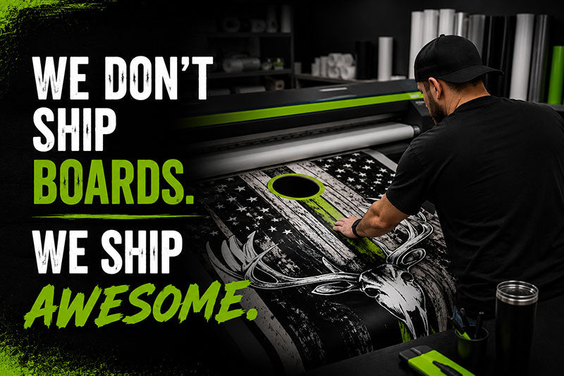 Why We Sell Custom Cornhole Board Wraps Instead of Complete Boards