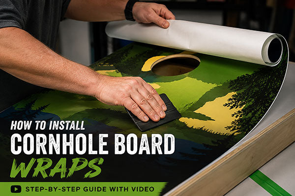 close up view of mans hands installing bag board wrap