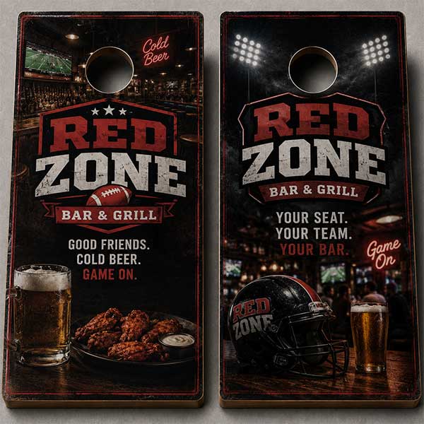 Local bar promo bag boards
