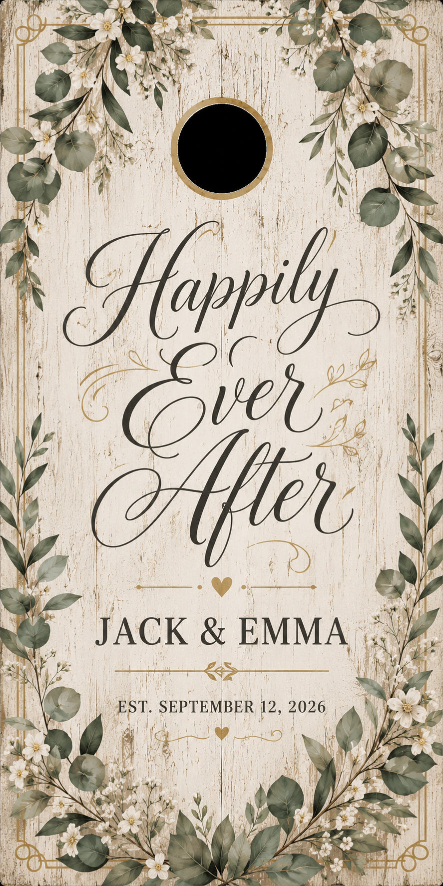 Happily Ever After | Personalized Wedding Cornhole Board Wrap